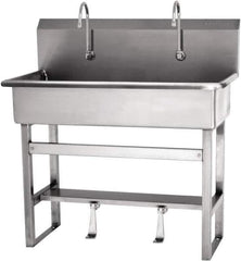 SANI-LAV - 37" Long x 16-1/2" Wide Inside, 1 Compartment, Grade 304 Stainless Steel Hands Free Hand Sink - 16 Gauge, 40" Long x 20" Wide x 45" High Outside, 8" Deep - Apex Tool & Supply
