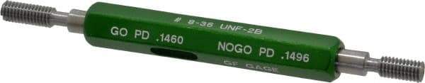 GF Gage - #8-36, Class 2B, Double End Plug Thread Go/No Go Gage - Hardened Tool Steel, Size 0 Handle Included - Apex Tool & Supply