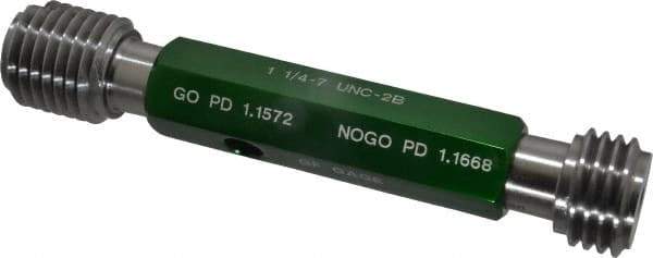 GF Gage - 1-1/4 - 7, Class 2B, Double End Plug Thread Go/No Go Gage - Hardened Tool Steel, Size 5 Handle Included - Apex Tool & Supply