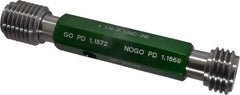 GF Gage - 1-1/4 - 7, Class 2B, Double End Plug Thread Go/No Go Gage - Hardened Tool Steel, Size 5 Handle Included - Apex Tool & Supply