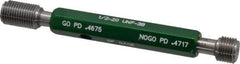 GF Gage - 1/2-20, Class 3B, Double End Plug Thread Go/No Go Gage - Hardened Tool Steel, Size 2 Handle Included - Apex Tool & Supply