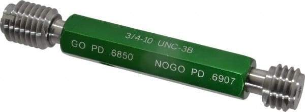 GF Gage - 3/4-10, Class 3B, Double End Plug Thread Go/No Go Gage - Hardened Tool Steel, Size 3 Handle Included - Apex Tool & Supply