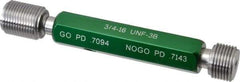 GF Gage - 3/4-16, Class 3B, Double End Plug Thread Go/No Go Gage - Hardened Tool Steel, Size 3 Handle Included - Apex Tool & Supply