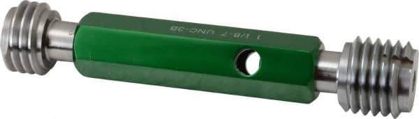 GF Gage - 1-1/8 - 7, Class 3B, Double End Plug Thread Go/No Go Gage - Hardened Tool Steel, Size 4 Handle Included - Apex Tool & Supply