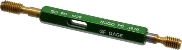 GF Gage - #12-28, Class 2B, Double End Plug Thread Go/No Go Gage - High Speed Steel, Size 0 Handle Included - Apex Tool & Supply