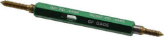 GF Gage - #4-40, Class 3B, Double End Plug Thread Go/No Go Gage - High Speed Steel, Size 00 Handle Included - Apex Tool & Supply
