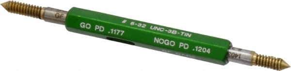 GF Gage - #6-32, Class 3B, Double End Plug Thread Go/No Go Gage - High Speed Steel, Size 00 Handle Included - Apex Tool & Supply
