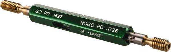 GF Gage - #10-32, Class 3B, Double End Plug Thread Go/No Go Gage - High Speed Steel, Size 0 Handle Included - Apex Tool & Supply