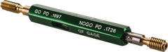 GF Gage - #10-32, Class 3B, Double End Plug Thread Go/No Go Gage - High Speed Steel, Size 0 Handle Included - Apex Tool & Supply