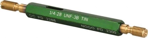 GF Gage - 1/4-28, Class 3B, Double End Plug Thread Go/No Go Gage - High Speed Steel, Size 1 Handle Included - Apex Tool & Supply
