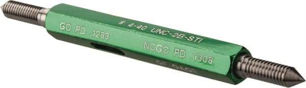 GF Gage - 4-40 Thread, Steel, Screw Thread Insert (STI) Class 2B, Plug Thread Insert Go/No Go Gage - Double End with Handle - Apex Tool & Supply