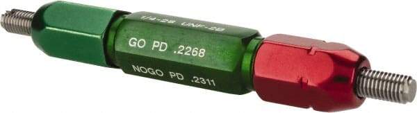 GF Gage - 1/4-28, Class 2B, Double End Plug Thread Go/No Go Gage - Steel, Size 3W Handle Included - Apex Tool & Supply