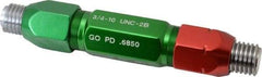 GF Gage - 3/4-10, Class 2B, Double End Plug Thread Go/No Go Gage - Steel, Size 7W Handle Included - Apex Tool & Supply