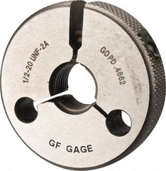 GF Gage - 1/2-20 Go Single Ring Thread Gage - Class 2A - Apex Tool & Supply