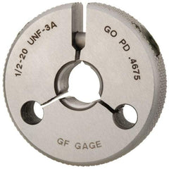 GF Gage - 1/2-20 Go Single Ring Thread Gage - Class 3A - Apex Tool & Supply