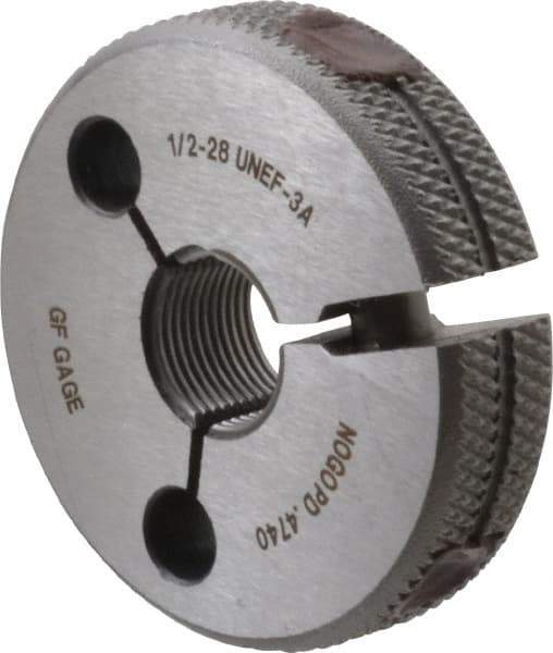 GF Gage - 1/2-28 No Go Single Ring Thread Gage - Class 3A - Apex Tool & Supply