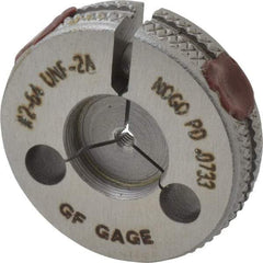 GF Gage - 2-64 Go/No Go Double Ring Thread Gage - Class 2A - Apex Tool & Supply