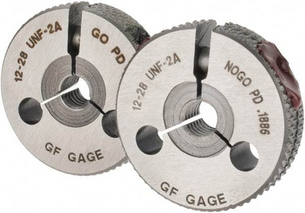 GF Gage - 12-28 Go/No Go Double Ring Thread Gage - Class 2A - Apex Tool & Supply