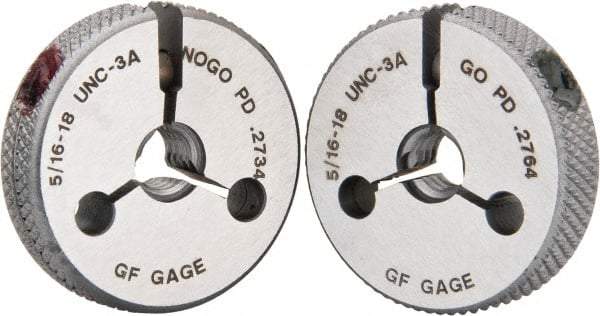 GF Gage - 5/16-18 Go/No Go Double Ring Thread Gage - Class 3A - Apex Tool & Supply