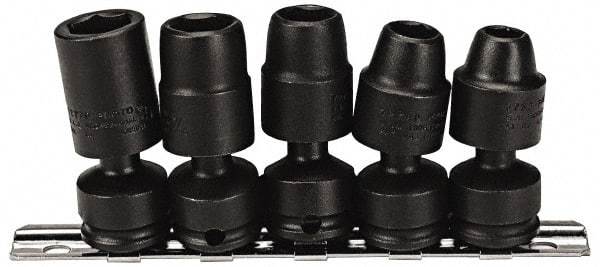 Proto - 5 Piece 3/8" Drive Impact Socket Set - 6 Points, 3/8" to 5/8" Range, Inch Measurement Standard - Apex Tool & Supply