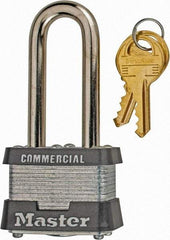 Master Lock - 2" Shackle Clearance, Keyed Alike Laminated Steel Padlock - 9/32" Shackle Diam, Laminated Steel - Apex Tool & Supply
