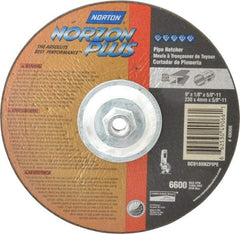 Norton - 30 Grit, 9" Wheel Diam, 1/8" Wheel Thickness, Type 27 Depressed Center Wheel - Ceramic, 6,600 Max RPM, Compatible with Angle Grinder - Apex Tool & Supply