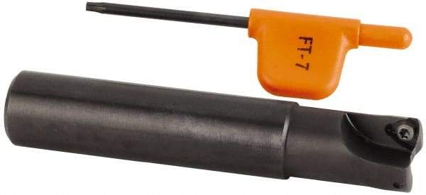 Kennametal - 5/8" Cut Diam, 0.033" Max Depth, 5/8" Shank Diam, Cylindrical Shank Indexable High-Feed Helical End Mill - Screw Holding Method, WP..0302.. Insert, KF Toolholder, Through Coolant - Apex Tool & Supply