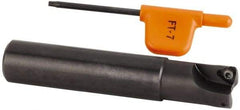 Kennametal - 5/8" Cut Diam, 0.033" Max Depth, 5/8" Shank Diam, Cylindrical Shank Indexable High-Feed Helical End Mill - Screw Holding Method, WP..0302.. Insert, KF Toolholder, Through Coolant - Apex Tool & Supply
