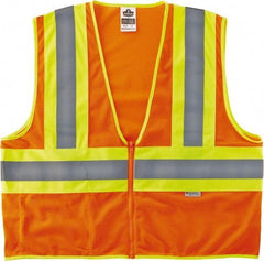 Ergodyne - Size 4X/5XL High Visibility Orange Mesh General Purpose Vest - 58 to 64" Chest, ANSI/ISEA 107, Zipper Closure, 1 Pocket, Polyester - Apex Tool & Supply