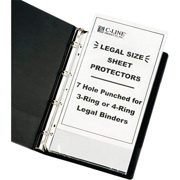 C-LINE - 50 Piece Clear Sheet Protectors-Ring Binder - 14" High x 8-1/2" Wide - Apex Tool & Supply