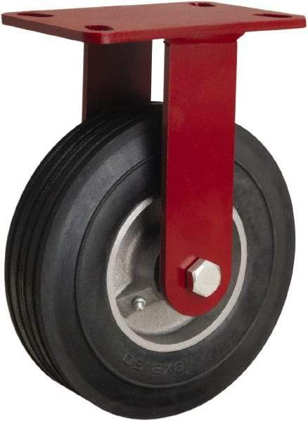 Hamilton - 8" Diam x 2" Wide, Rubber Rigid Caster - 500 Lb Capacity, Top Plate Mount, 4-1/2" x 6-1/2" Plate, Straight Roller Bearing - Apex Tool & Supply