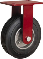 Hamilton - 8" Diam x 2" Wide, Rubber Rigid Caster - 500 Lb Capacity, Top Plate Mount, 4-1/2" x 6-1/2" Plate, Straight Roller Bearing - Apex Tool & Supply