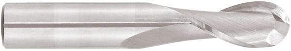 Niagara Cutter - 5/16" Diam, 1" LOC, 2 Flute Solid Carbide Ball End Mill - TiAlN Finish, Single End, 4" OAL, 5/16" Shank Diam, Spiral Flute - Apex Tool & Supply