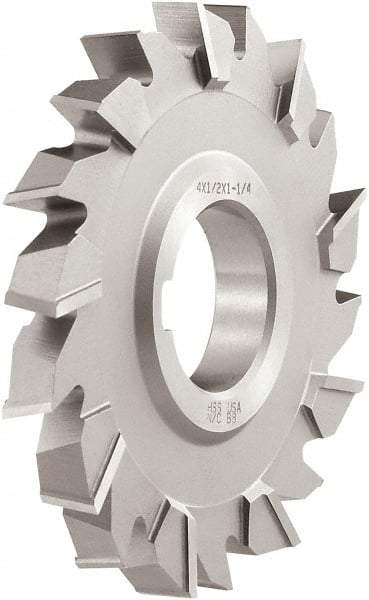 Keo - 4" Diam x 1/2" Width of Cut, 18 Teeth, High Speed Steel Side Milling Cutter - Staggered Teeth, TiCN Coated - Apex Tool & Supply