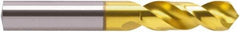Guhring - 13mm 118° Spiral Flute Cobalt Screw Machine Drill Bit - TiN Finish, Right Hand Cut, 51mm Flute Length, 102mm OAL, Four Facet, Split Point, Straight Shank - Apex Tool & Supply