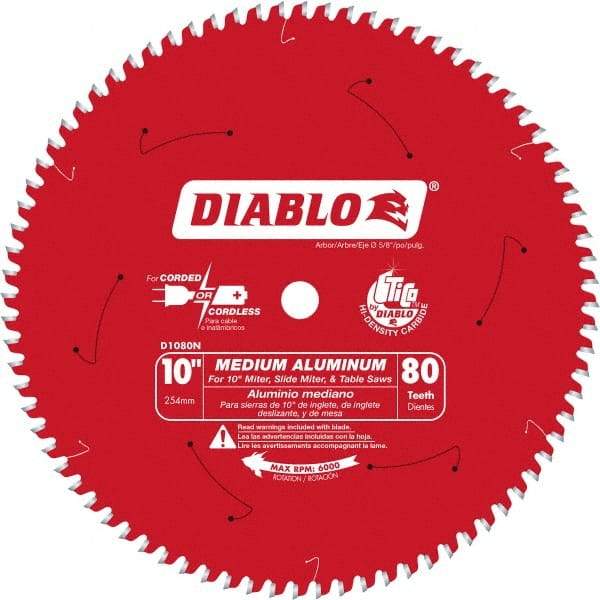 Freud - 10" Diam, 5/8" Arbor Hole Diam, 80 Tooth Wet & Dry Cut Saw Blade - Carbide-Tipped, Burr-Free Action, Standard Round Arbor - Apex Tool & Supply