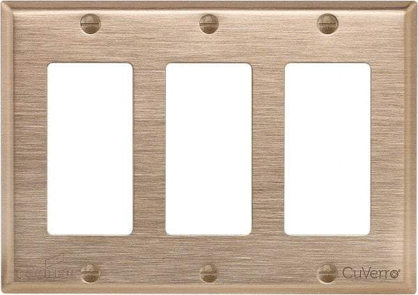 Cooper Wiring Devices - 3 Gang, 4-1/2 Inch Long, Standard Switch Plate - Decorator Switch, Rose, Antimicrobial Copper - Apex Tool & Supply