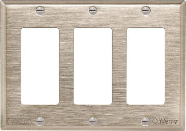 Cooper Wiring Devices - 3 Gang, 4-1/2 Inch Long, Standard Switch Plate - Decorator Switch, White Bronze, Antimicrobial Copper - Apex Tool & Supply