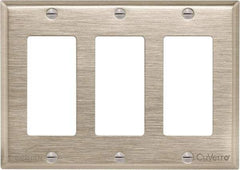 Cooper Wiring Devices - 3 Gang, 4-1/2 Inch Long, Standard Switch Plate - Decorator Switch, White Bronze, Antimicrobial Copper - Apex Tool & Supply