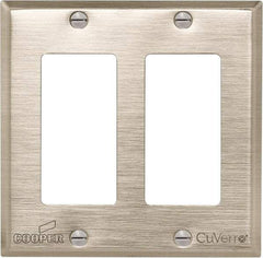 Cooper Wiring Devices - 2 Gang, 4-1/2 Inch Long, Standard Switch Plate - Decorator Switch, White Bronze, Antimicrobial Copper - Apex Tool & Supply