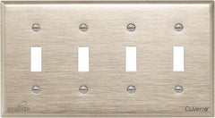 Cooper Wiring Devices - 4 Gang, 4-1/2 Inch Long, Standard Switch Plate - Toggle Switch, White Bronze, Antimicrobial Copper - Apex Tool & Supply