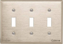 Cooper Wiring Devices - 3 Gang, 4-1/2 Inch Long, Standard Switch Plate - Toggle Switch, White Bronze, Antimicrobial Copper - Apex Tool & Supply