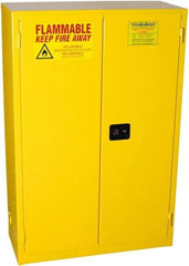 PRO-SAFE - 2 Door, 2 Shelf, Yellow Steel Standard Safety Cabinet for Flammable and Combustible Liquids - 65" High x 43" Wide x 18" Deep, Self Closing Door, 3 Point Key Lock, 45 Gal Capacity - Apex Tool & Supply