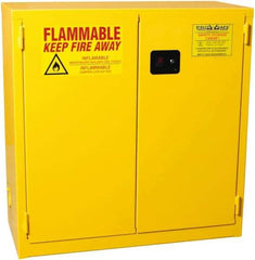 PRO-SAFE - 2 Door, 1 Shelf, Yellow Steel Standard Safety Cabinet for Flammable and Combustible Liquids - 44" High x 43" Wide x 18" Deep, Self Closing Door, 3 Point Key Lock, 30 Gal Capacity - Apex Tool & Supply