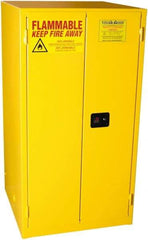 PRO-SAFE - 2 Door, 2 Shelf, Yellow Steel Standard Safety Cabinet for Flammable and Combustible Liquids - 65" High x 34" Wide x 34" Deep, Manual Closing Door, 3 Point Key Lock, 60 Gal Capacity - Apex Tool & Supply