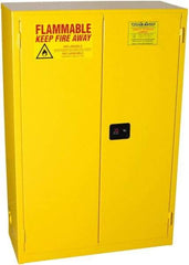 PRO-SAFE - 2 Door, 2 Shelf, Yellow Steel Standard Safety Cabinet for Flammable and Combustible Liquids - 65" High x 43" Wide x 18" Deep, Manual Closing Door, 3 Point Key Lock, 45 Gal Capacity - Apex Tool & Supply