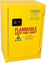 PRO-SAFE - 1 Door, 1 Shelf, Yellow Steel Space Saver Safety Cabinet for Flammable and Combustible Liquids - 35" High x 23" Wide x 18" Deep, Manual Closing Door, 3 Point Key Lock, 12 Gal Capacity - Apex Tool & Supply
