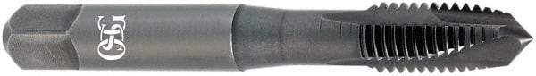 OSG - 9/16-18 UNF, 3 Flute, Oxide Finish, High Speed Steel Spiral Point Tap - Plug Chamfer, Right Hand Thread, 3-19/32" OAL, 1-21/32" Thread Length, 0.429" Shank Diam, Series 312NI - Exact Industrial Supply