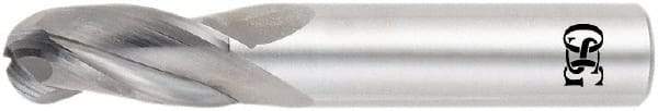 OSG - 1" Diam, 1-1/2" LOC, 3 Flute Solid Carbide Ball End Mill - TiAlN Finish, Single End, 4" OAL, 1" Shank Diam, Spiral Flute - Apex Tool & Supply