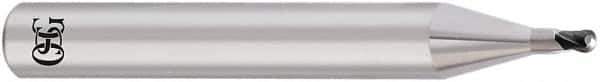 OSG - 2mm Diam, 1.2mm LOC, 2 Flute Solid Carbide Ball End Mill - TiAlN Finish, Single End, 50mm OAL, 4mm Shank Diam, Spiral Flute - Apex Tool & Supply